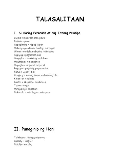 Ibong Adarna/Talasalitaan .